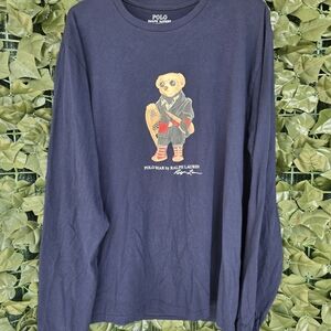 Polo by Ralph Lauren Navy Graphic Care-Label Long Sleeve Shirt